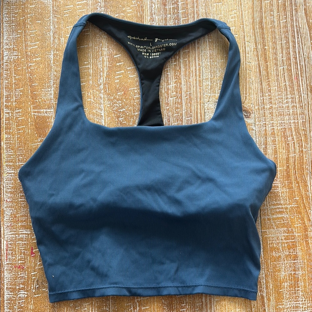 Spiritual Gangets Navy Blue Cropped Sports Bra